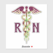 Nurse RN Lila Caduceus Medical Vinyl Stickers Aufkleber (Blatt)