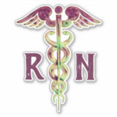Nurse RN Lila Caduceus Medical Vinyl Stickers Aufkleber (Vorderseite)