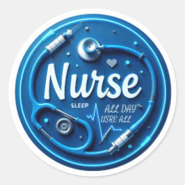 Nurse RN LPN CNA Pflegeschlafen Ganztägige Kranken Runder Aufkleber