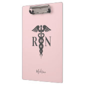Nurse RN Medical Blush Pink Caduceus Personalisier Klemmbrett (Links)