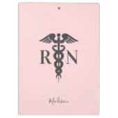 Nurse RN Medical Blush Pink Caduceus Personalisier Klemmbrett (Rückseite)