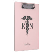 Nurse RN Medical Blush Pink Caduceus Personalisier Klemmbrett (Rechts)