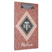 Nurse RN Rose Gold Glitzer Script Personalisiert Klemmbrett (Rechts)