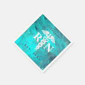 Nurse RN Turquoise Medical Caduceus Abschluss Serviette (Ecke)