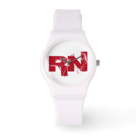 Nurse RN White Red Typografy Custom Armbanduhr