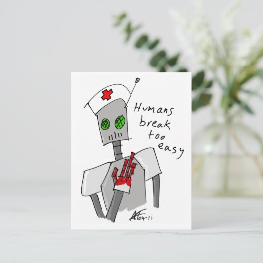 Nurse Robot Postcard Postkarte (Stehend Vorderseite)