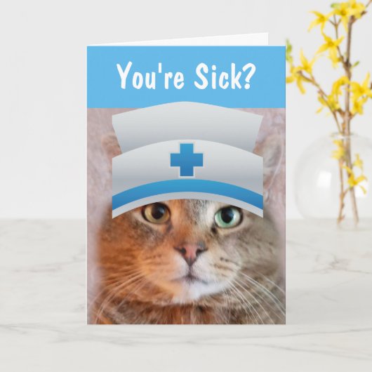 Nurse Rupie Cat Feel Better Karte (Gelbe Blume)