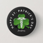 Nurse Saint Patricks Medical Green Shamrock Name Button (Vorderseite)