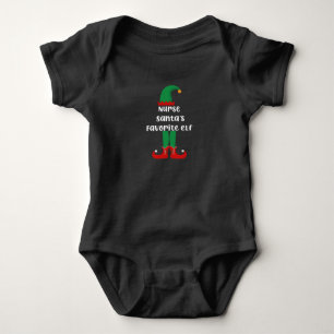 Nurse Santa's Favorite Elf Funny Nurse Christmas Baby Strampler