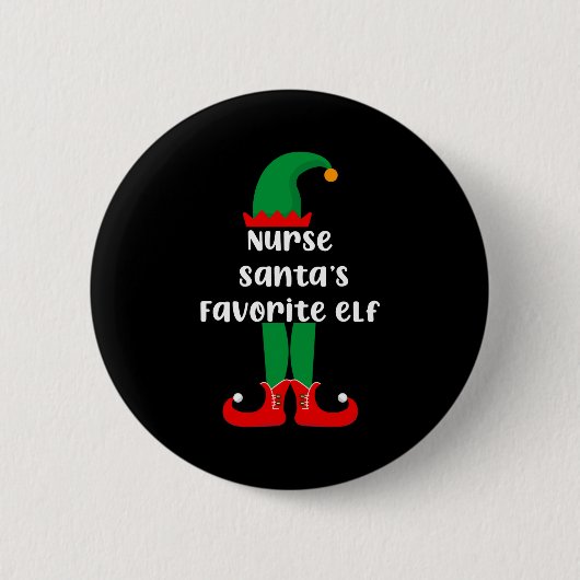 Nurse Santas Favorite Elf Funny Nurse Christmas Button (Vorderseite)