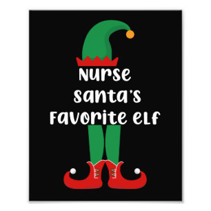 Nurse Santa's Favorite Elf Funny Nurse Christmas Fotodruck