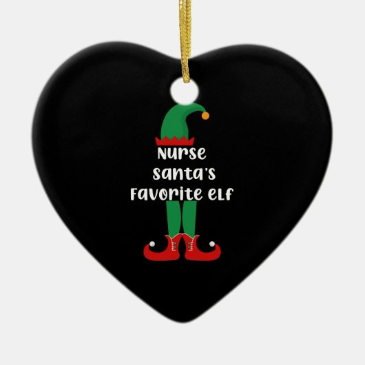 Nurse Santa's Lieblings Elf Funny Nurse Weihnachte Keramik Ornament (Vorne)