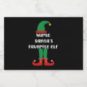 Nurse Santa's Lieblings Elf Funny Nurse Weihnachte Schaumweinetikett (Einzelnes Label)
