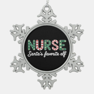 Nurse Santas Lieblings-Elfen-Leben Krankenpfleger  Schneeflocken Zinn-Ornament