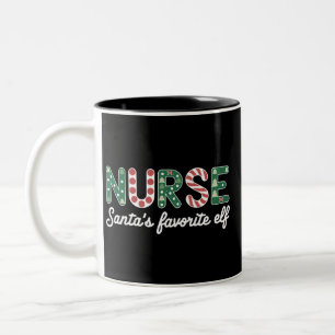 Nurse Santas Lieblings-Elfen-Leben-Nurse-Tags-Gesc Zweifarbige Tasse