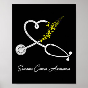 Nurse Sarcoma Cancer Awareness Pink Ribbon Stethos Poster