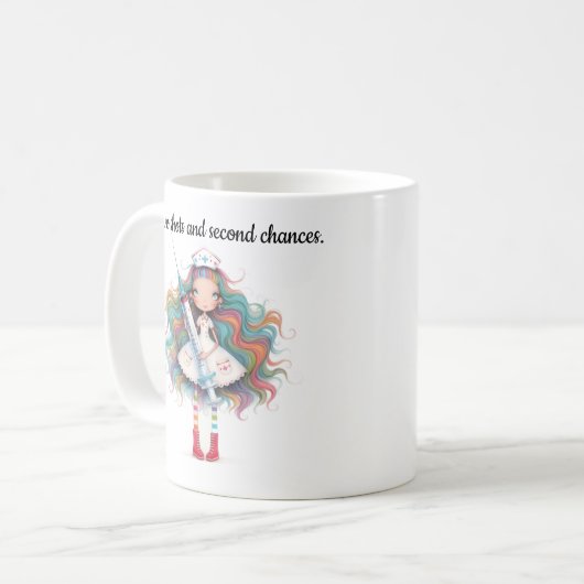 Nurse sayings- I give shots and second chances Mug Kaffeetasse (Vorderseite Links)