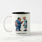 Nurse Schooling the Tough Gang Member Patient Zweifarbige Tasse (Links)