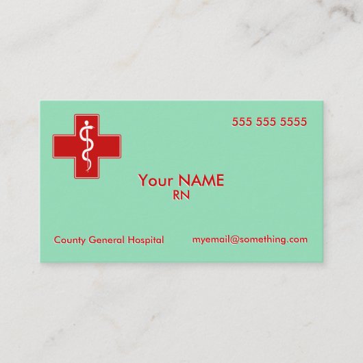 Nurse Scrubs Green Visitenkarte (Vorderseite)