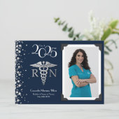 Nurse Silver Abschluss Ankündigung Navy Blue (Stehend Vorderseite)