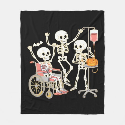 Nurse Skeleton Funny Halloween Healthcare Essentia Fleecedecke (Vorderseite)