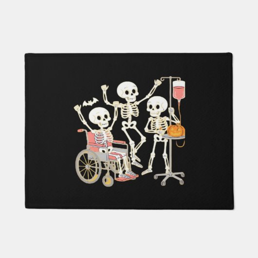 Nurse Skeleton Funny Halloween Healthcare Essentia Fußmatte (Vorderseite)