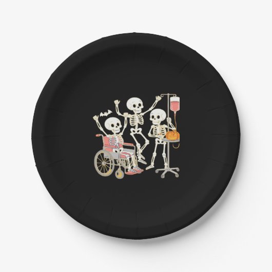Nurse Skeleton Funny Halloween Healthcare Essentia Pappteller (Vorderseite)