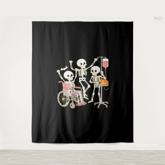 Nurse Skeleton Funny Halloween Healthcare Essentia Wandteppich (Vorderseite)