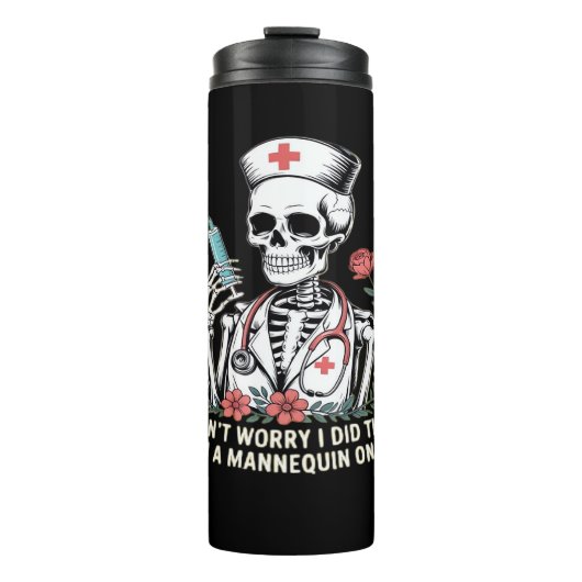 Nurse Skeleton Joke Spaß Halloween Essential T-Sh Thermosbecher (Vorderseite)