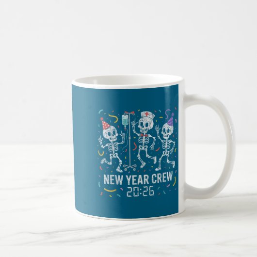Nurse Skeleton New Year Crew 2026 Funny Er Icu Par Kaffeetasse (Rechts)