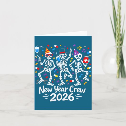 Nurse Skeleton Silvester Crew 2026 Lustig Er Icu P Karte (Vorderseite)