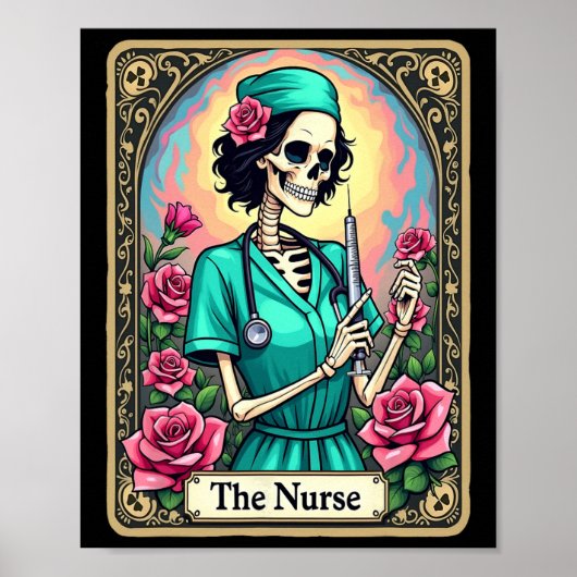 Nurse Skeleton Tarot Card Nurse Nurse Rn L Poster (Vorne)