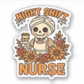Nurse Skelett Halloween RN Nur Aufkleber (Vorderseite)