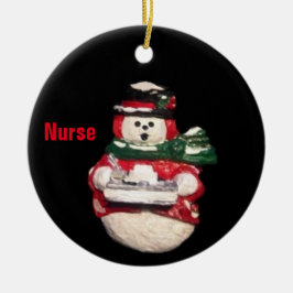 NURSE SNOWMAN COLLECTOR CHRISTMAS KERAMIK ORNAMENT