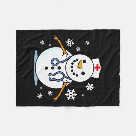 Nurse Snowman Nurse Christmas Fleecedecke (Vorderseite (Horizontal))