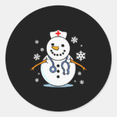 Nurse Snowman Nurse Christmas Runder Aufkleber (Vorderseite)