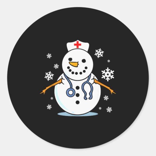Nurse Snowman Nurse Christmas Runder Aufkleber (Vorderseite)