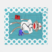Nurse Sock Monkey Fleece Blanket Polka Dots (Vorderseite (Horizontal))