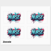 Nurse Splash Typografie Rechteckiger Aufkleber (Blatt)