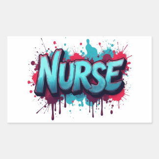 Nurse Splash Typografie Rechteckiger Aufkleber