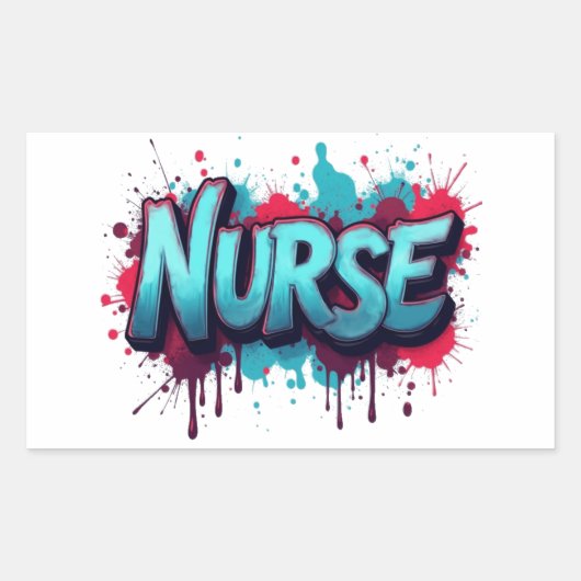 Nurse Splash Typografie Rechteckiger Aufkleber (Vorderseite)