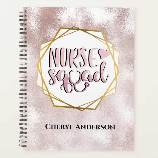 Nurse squad DIY Name Rosa Perlschimmer funkeln Planer (Vorderseite)