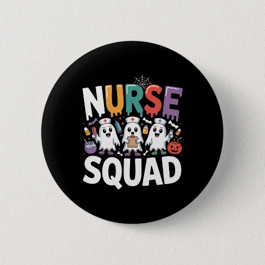 Nurse Squad Ghost Halloween Button (Vorderseite)