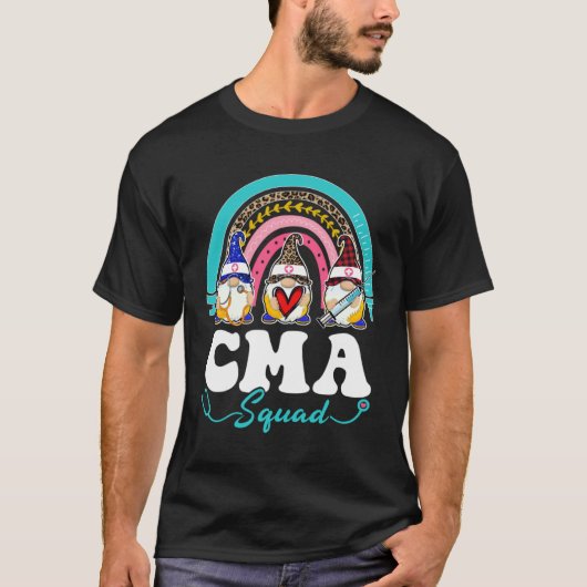Nurse Squad Leopard Rainbow Gnome CMA T-Shirt (Vorderseite)