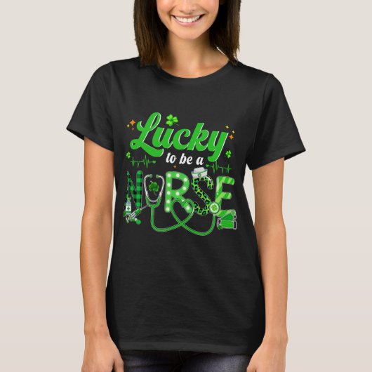 Nurse St Patricks Day Glücklich zu sein T-Shirt (Vorderseite)