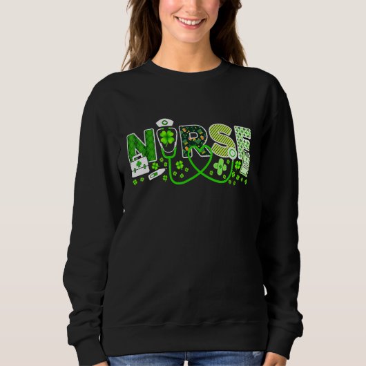 Nurse St Patrick's Day Lucky Nurse Kleeblatt Liebe Sweatshirt (Vorderseite)