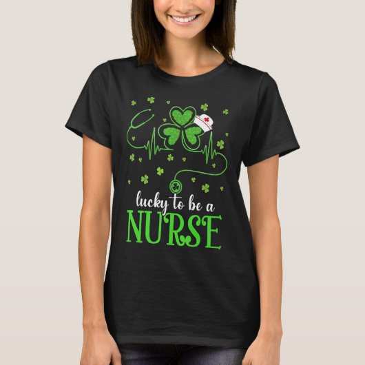Nurse St Patrick's Day Lucky Nurse Kleeblatt Liebe T-Shirt (Vorderseite)