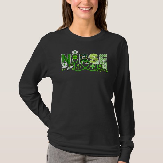 Nurse St Patrick's Day Lucky Nurse Kleeblatt Liebe T-Shirt (Vorderseite)