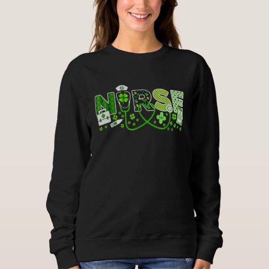 Nurse St Patrick's Day Lucky Nurse Shamrock Love N Sweatshirt (Vorderseite)