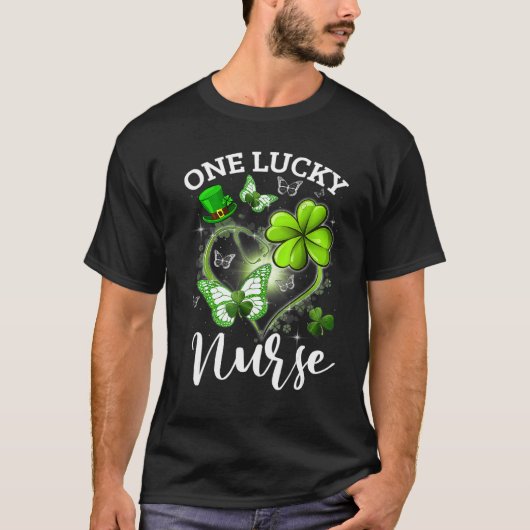 Nurse St Patricks Day One Lucky Nurse Irish Shamro T-Shirt (Vorderseite)